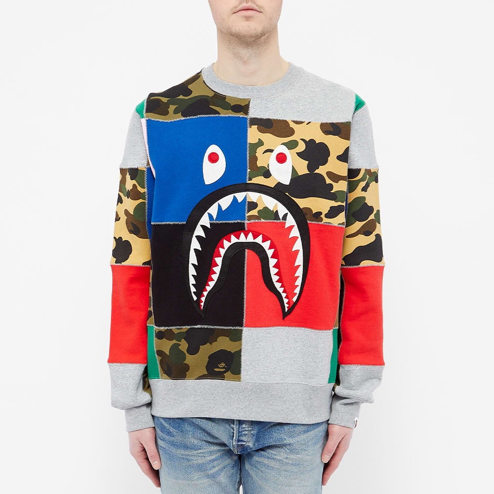 A Bathing Ape Patchwork Shark Wide Crew Sweat - 4