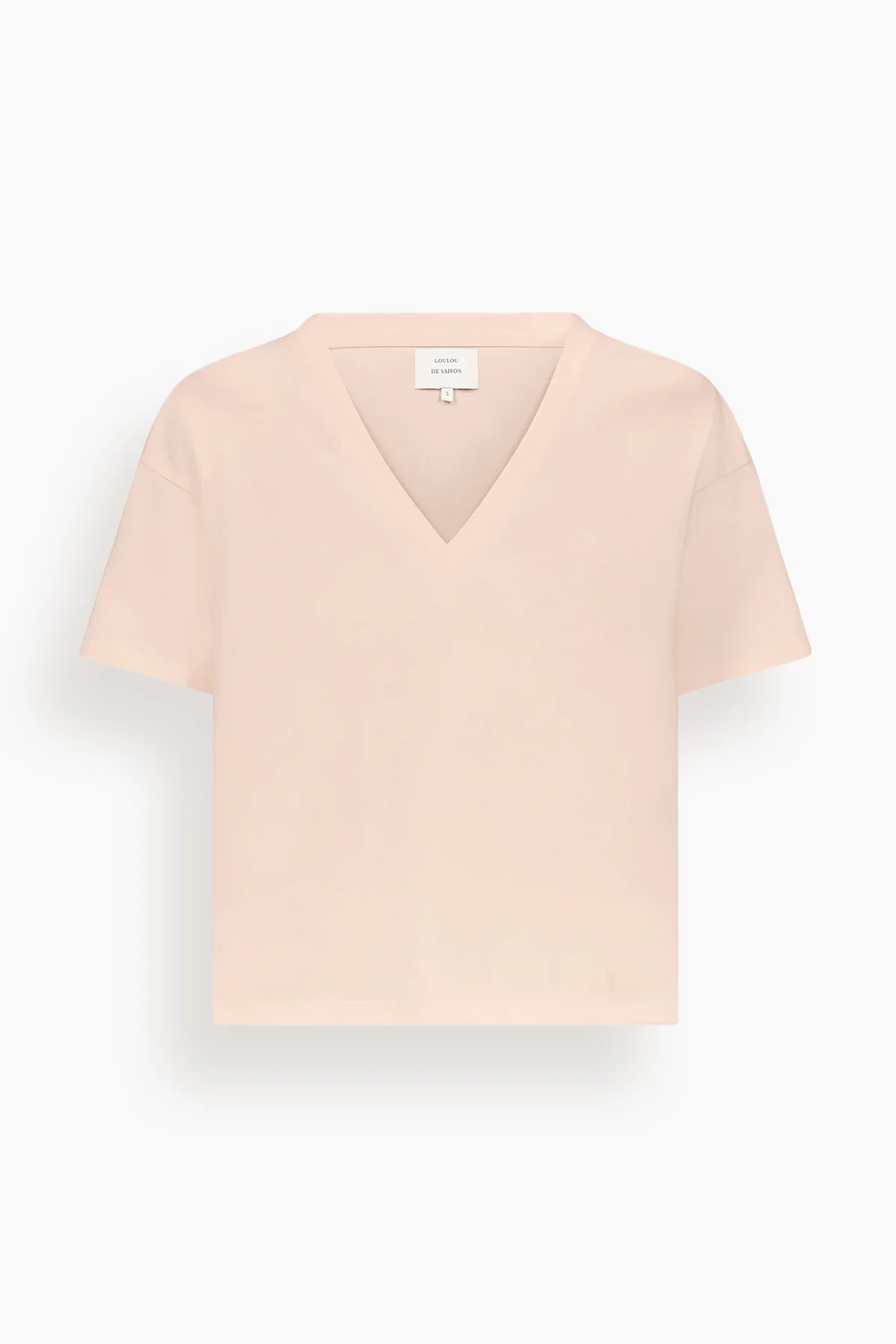 Faaa V Neck T-Shirt in Cream Rose - 1