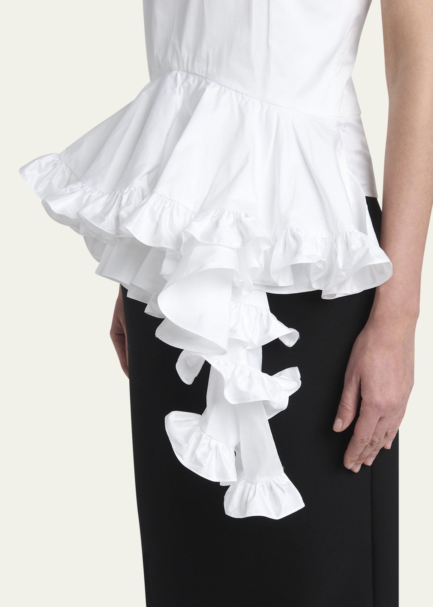 Asymmetric Ruffled Peplum-Hem Blouse - 5
