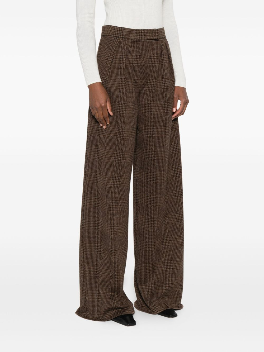 pleated-check trousers - 3