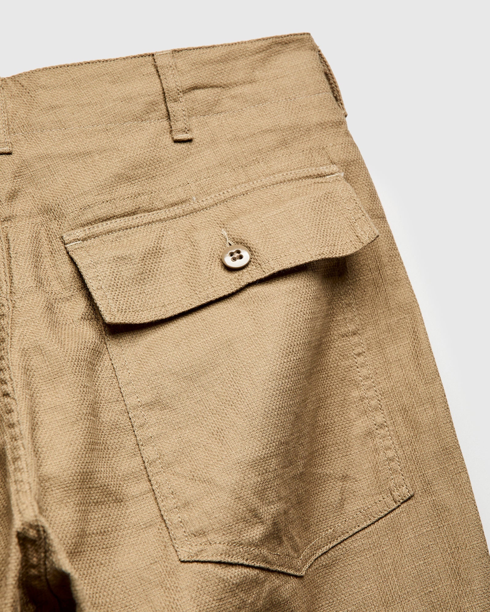Fatigue Pants in Khaki Cotton Linen Java Cloth - 10