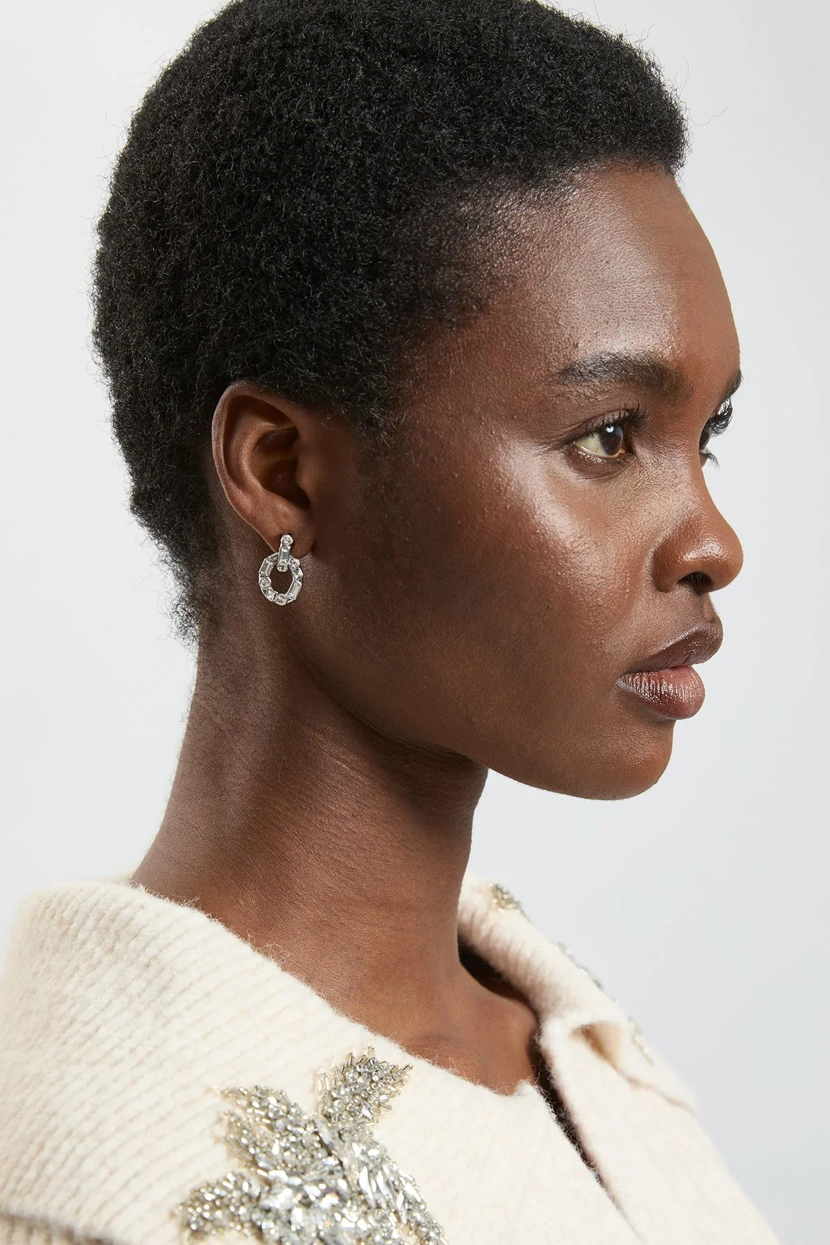 Crystal Chain Link Drop Earrings - 1