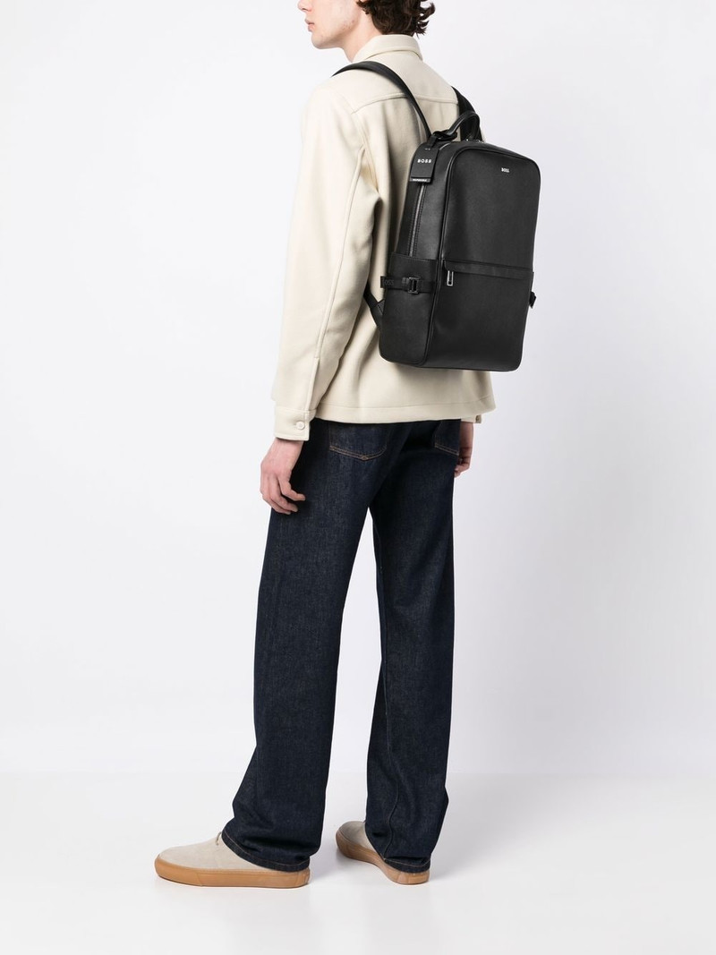 BOSS logo-tag leather backpack outlook