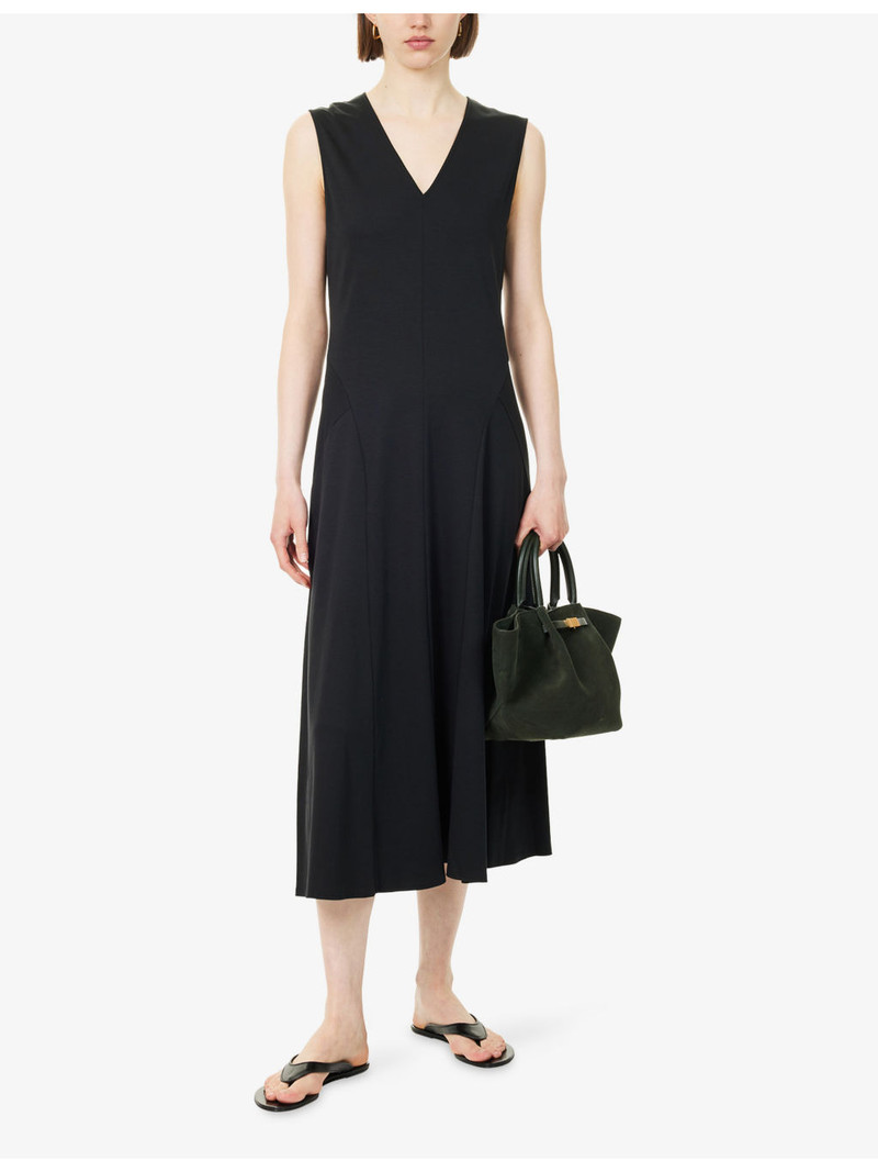 Theory Easy Sleeveless Cotton V-Neck Midi Dress outlook