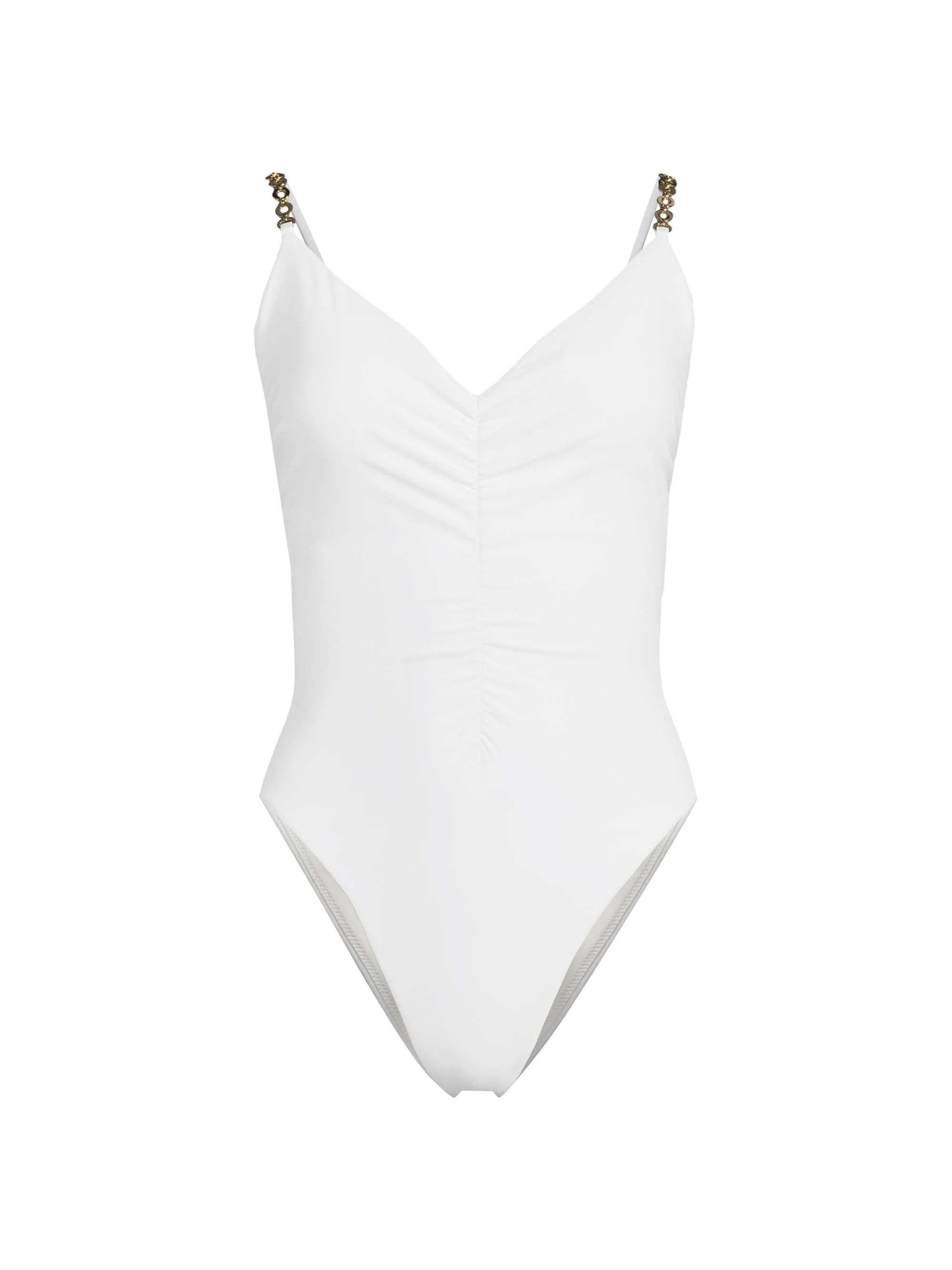 Women's Monique Ruched One-Piece Swimsuit - White - 1