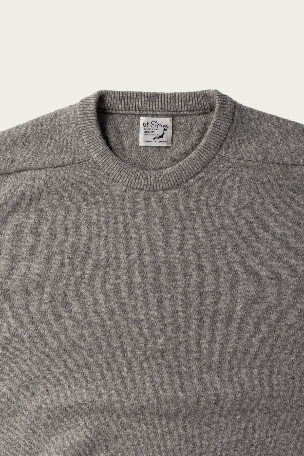 Simple Crew Neck Sweater Crafted in Japan - Light Grey - 2