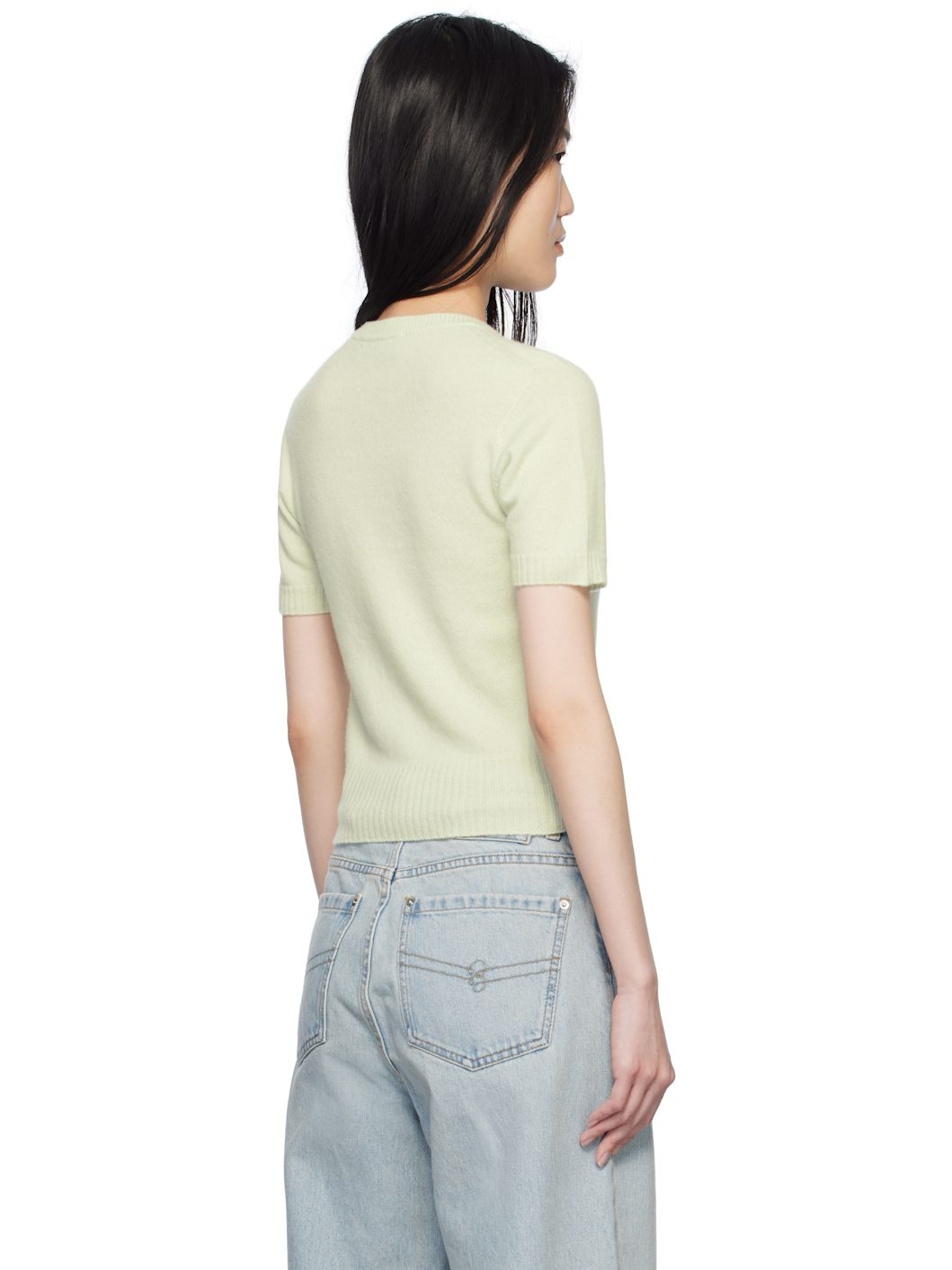 Green Cashmere Cropped Sweater - 3