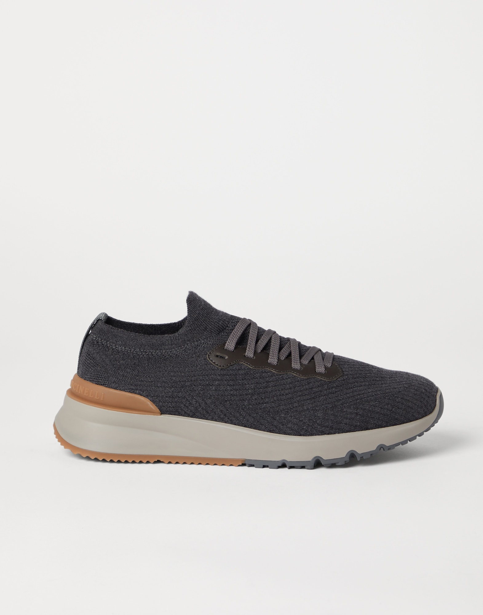 Wool knit and semi-polished calfskin runners with warm inner lining - 5