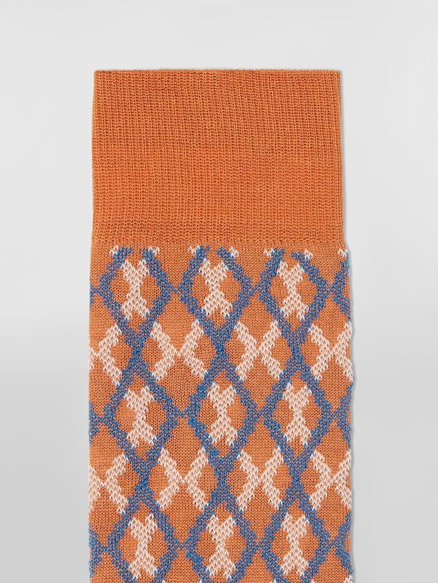 BLUE MICRO CHECK JACQUARD COTTON AND NYLON SOCK - 3