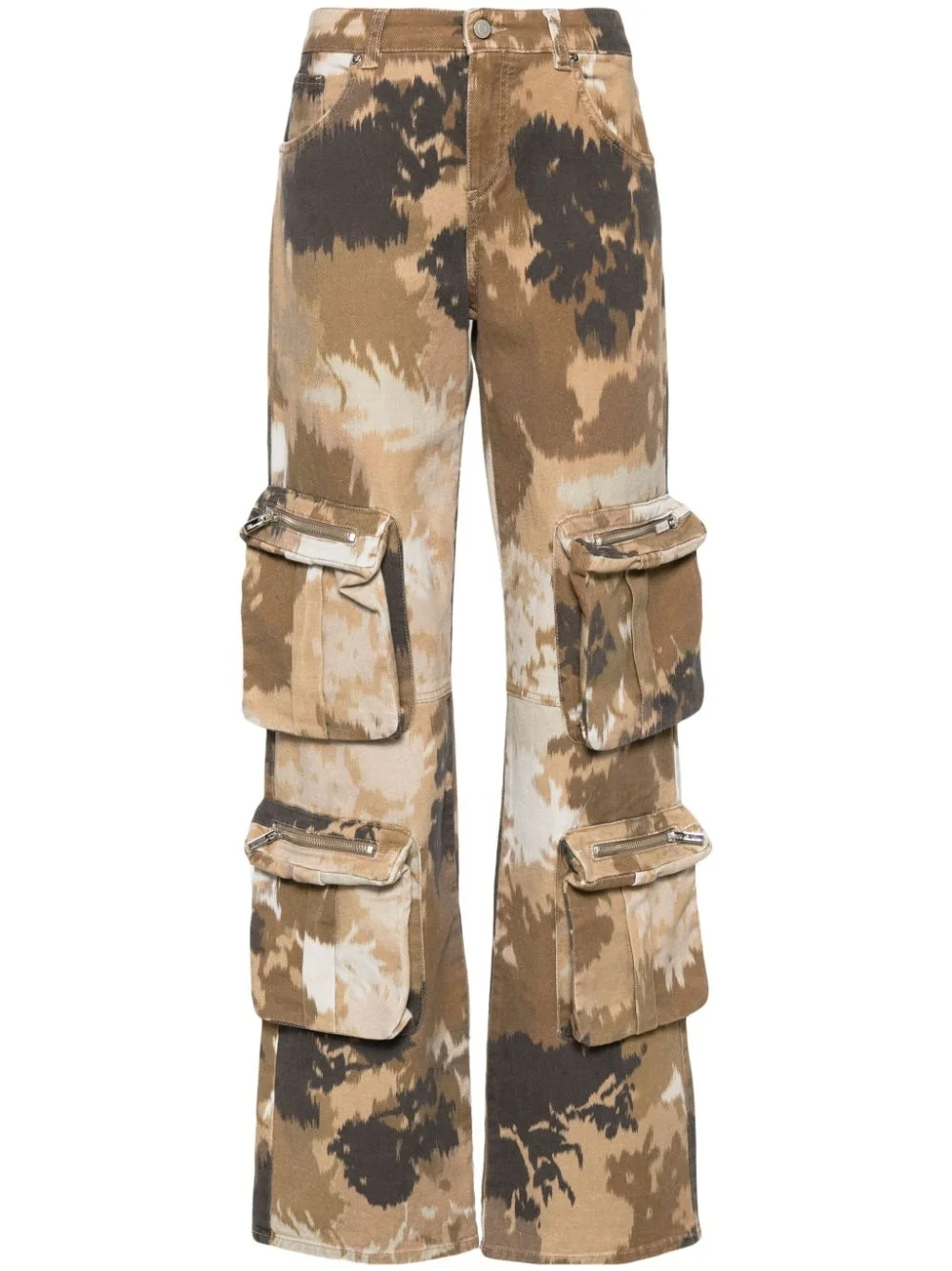 Chiné camouflage-print cargo jeans - 1