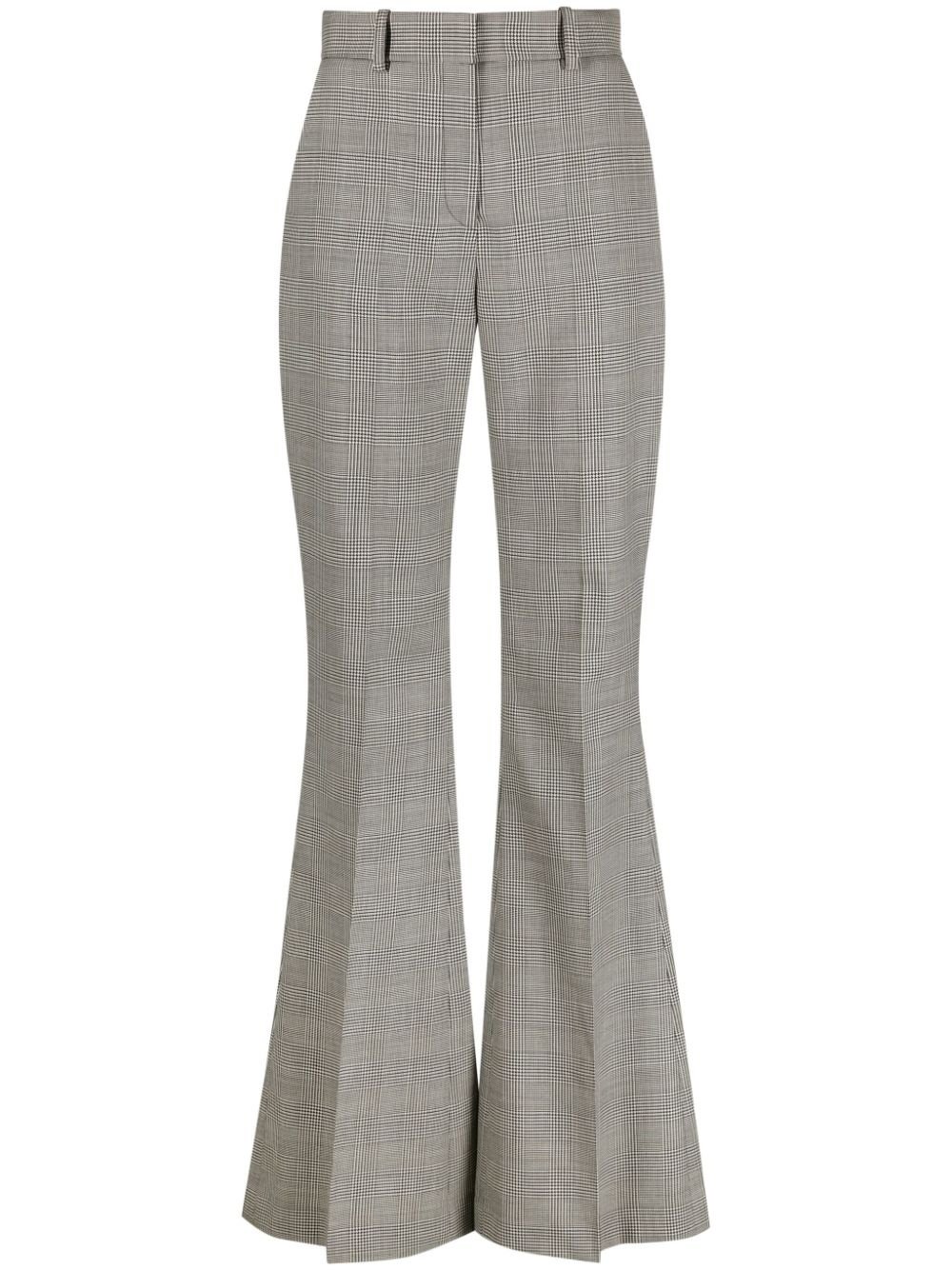 plaid-check tailored trousers - 1