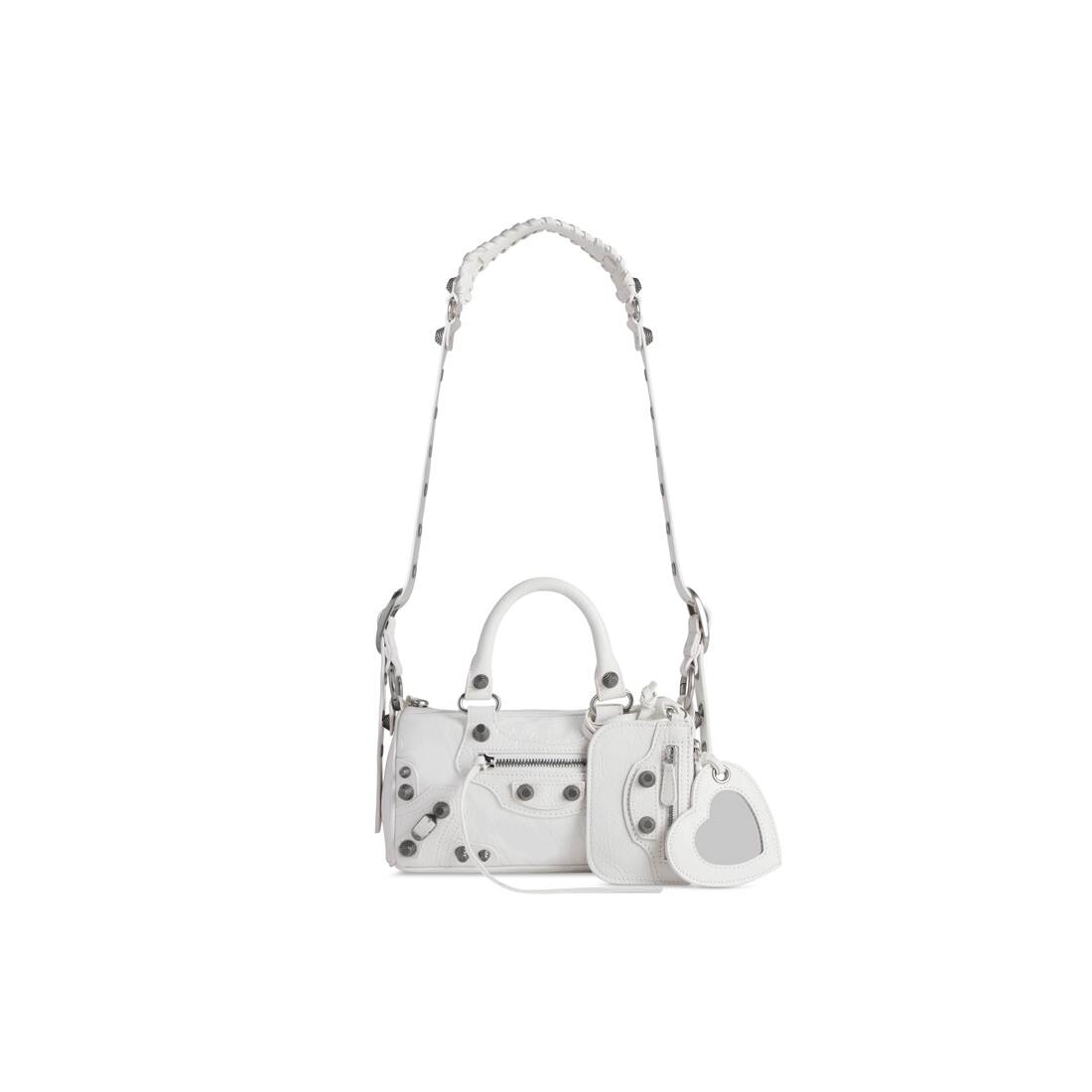 Le Cagole Mini Leather Duffel Bag in White - Balenciaga