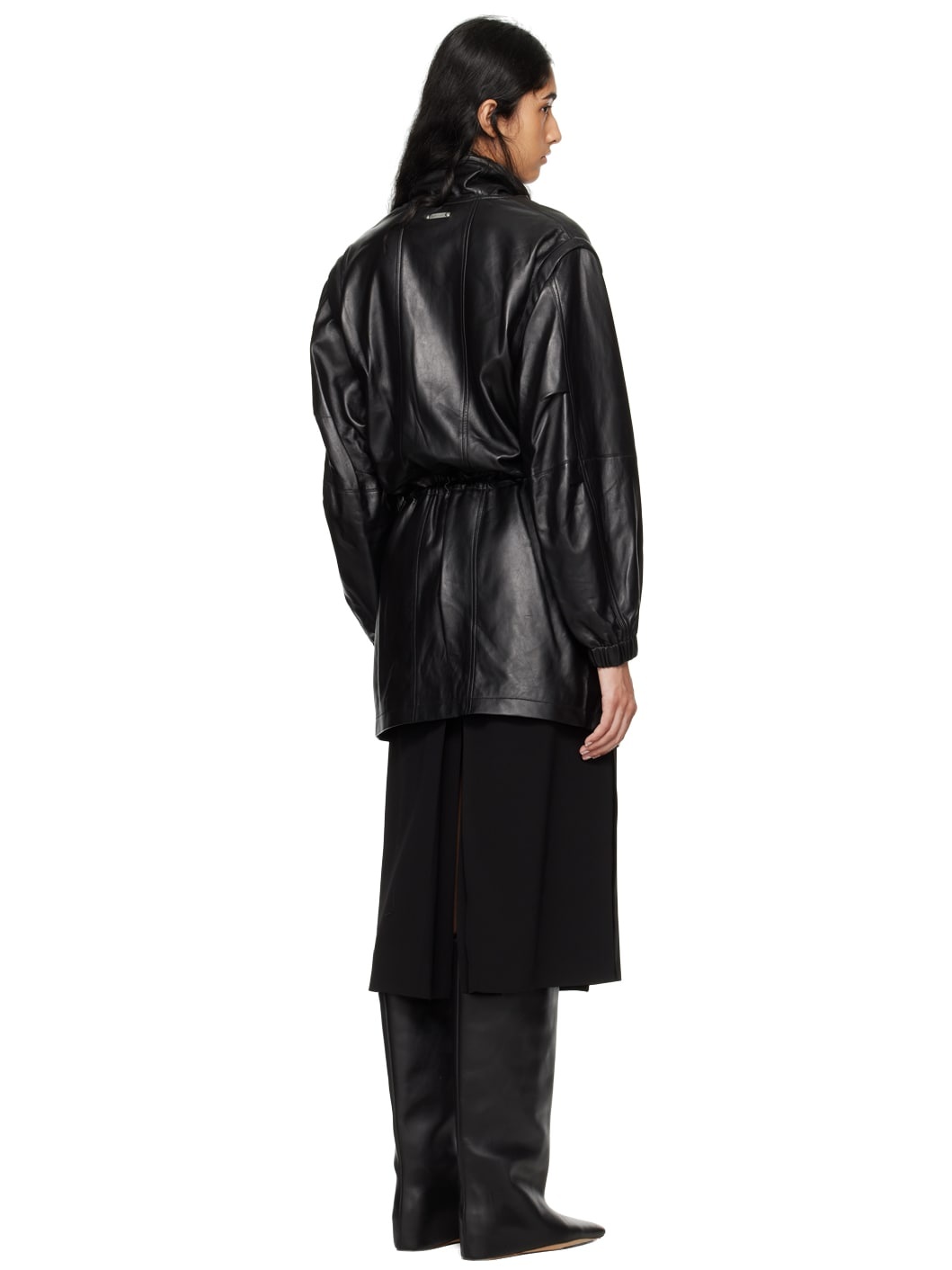 Black Gusset Leather Minidress - 3