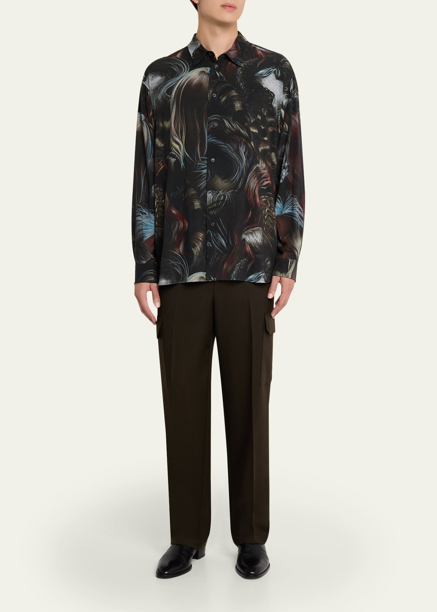 Men's Graphic-Print Long-Sleeve Button-Front Shirt - 2