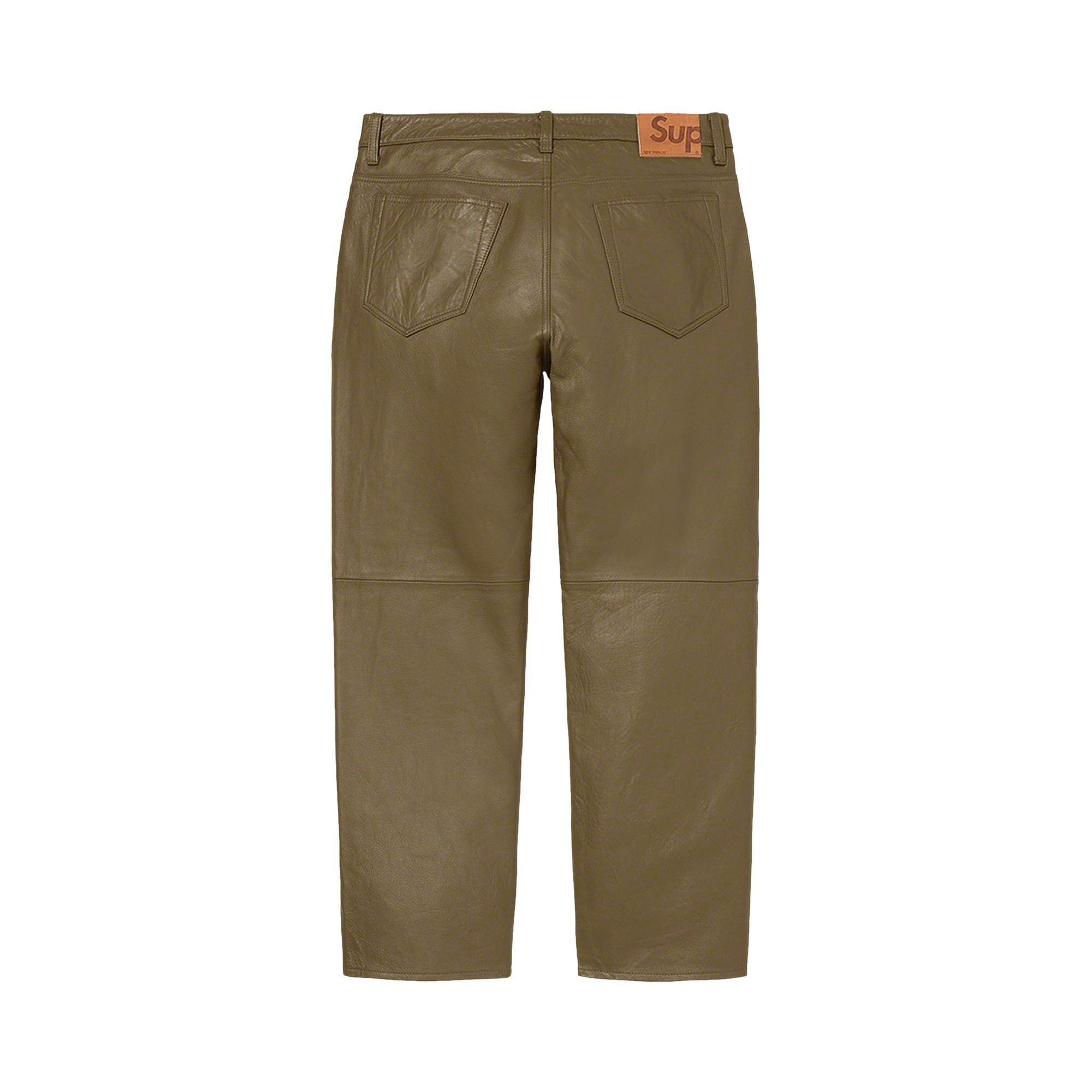 Supreme Leather 5-Pocket Jean 'Olive' - 2