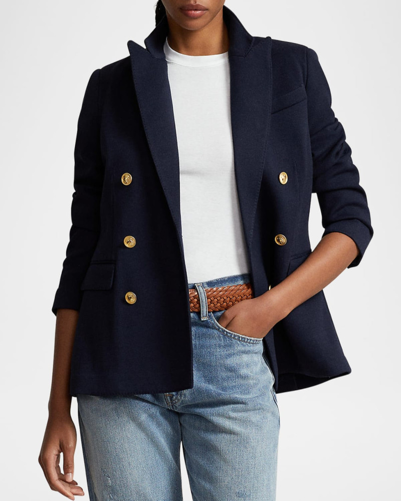 Double-Breasted Knit Blazer 5