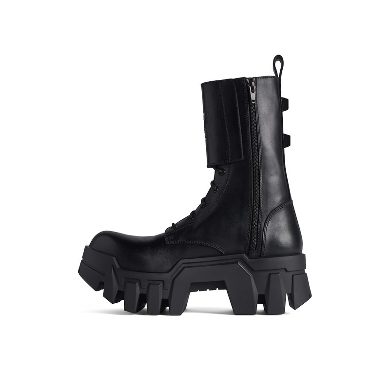 BALENCIAGA Women's Bulldozer Combat Lace-up Boot in Black outlook