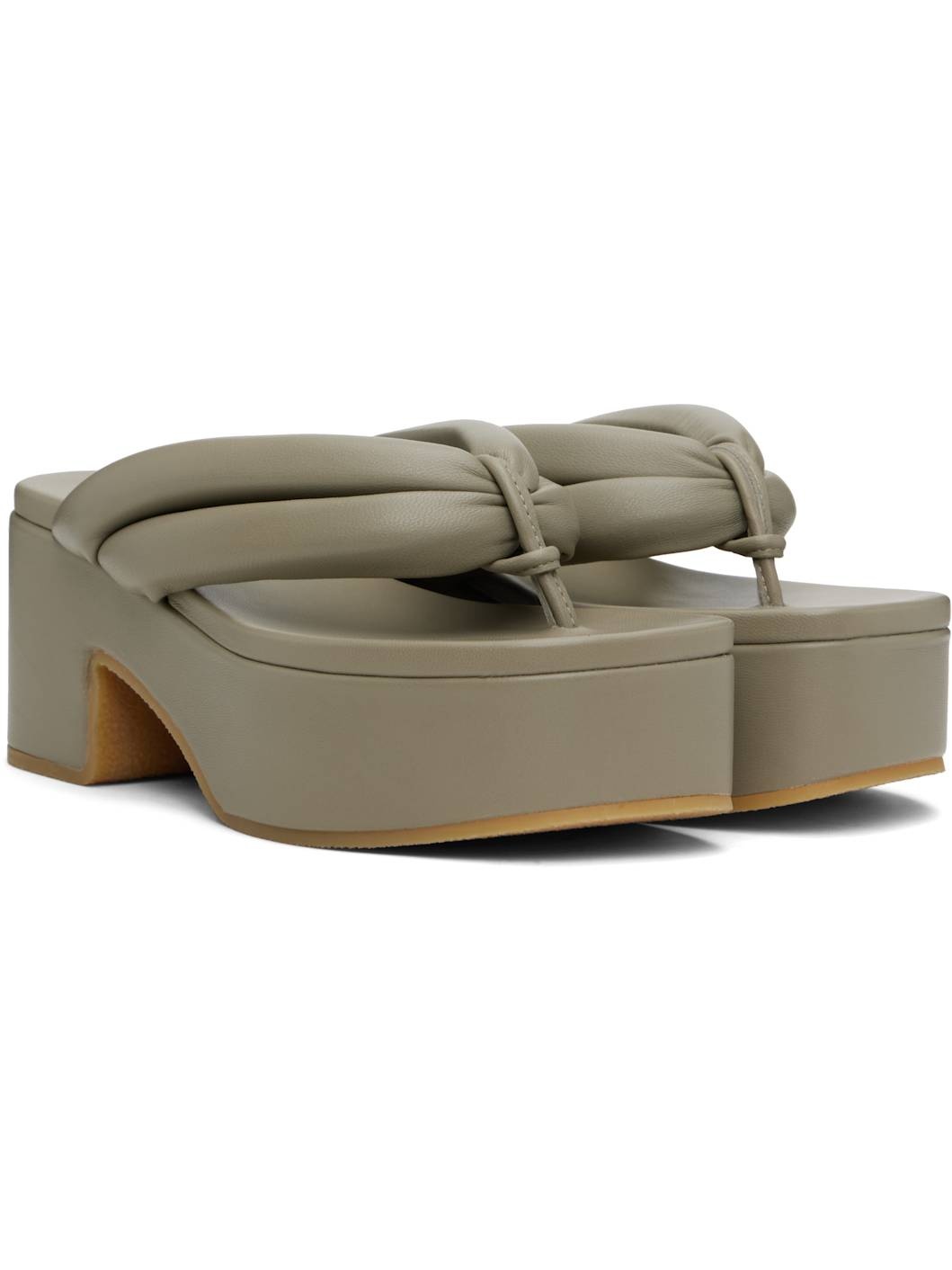 Khaki Platform Sandals - 4