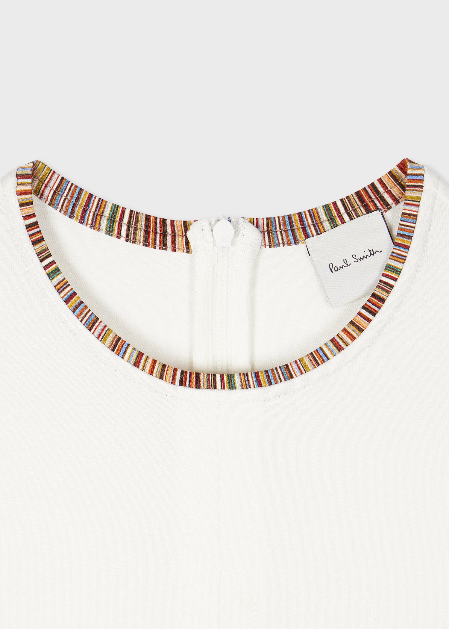 Women's Jersey Ivory T-Shirt with 'Signature Stripe' Trim - 2