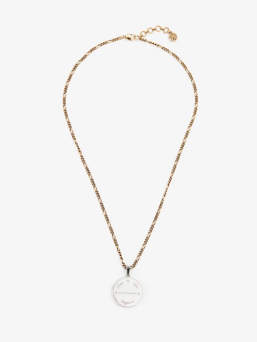 Coin Medallion Necklace in Antique Silver 1