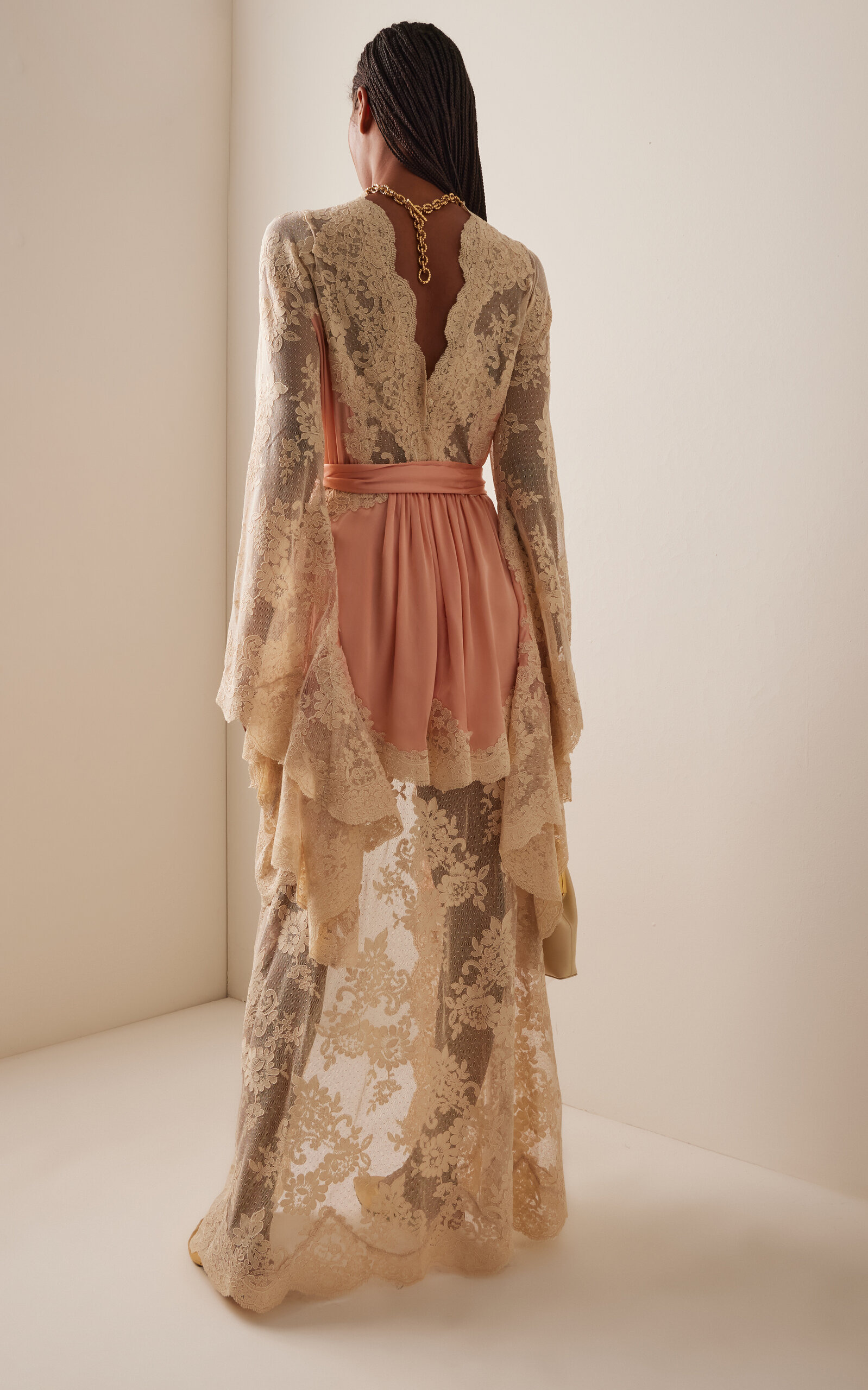 Hypnotic Draped Silk-Satin Dress light pink - 5