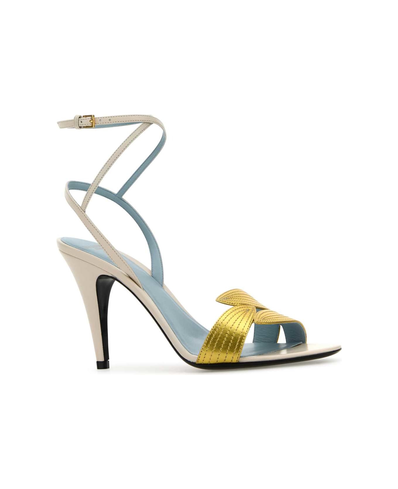 Ivory Leather Foliefoliage Sandals - 2