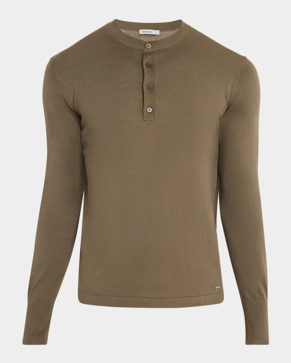 Men's Dolton Silk and Cotton Knit Henley Long-Sleeve Shirt - 1