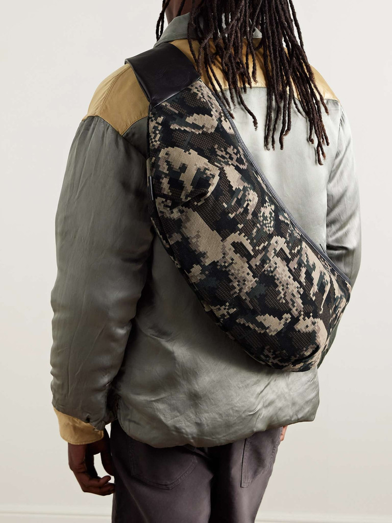 master-piece + nowartt Digital Zoo Leather-Trimmed Jacquard Messenger Bag outlook