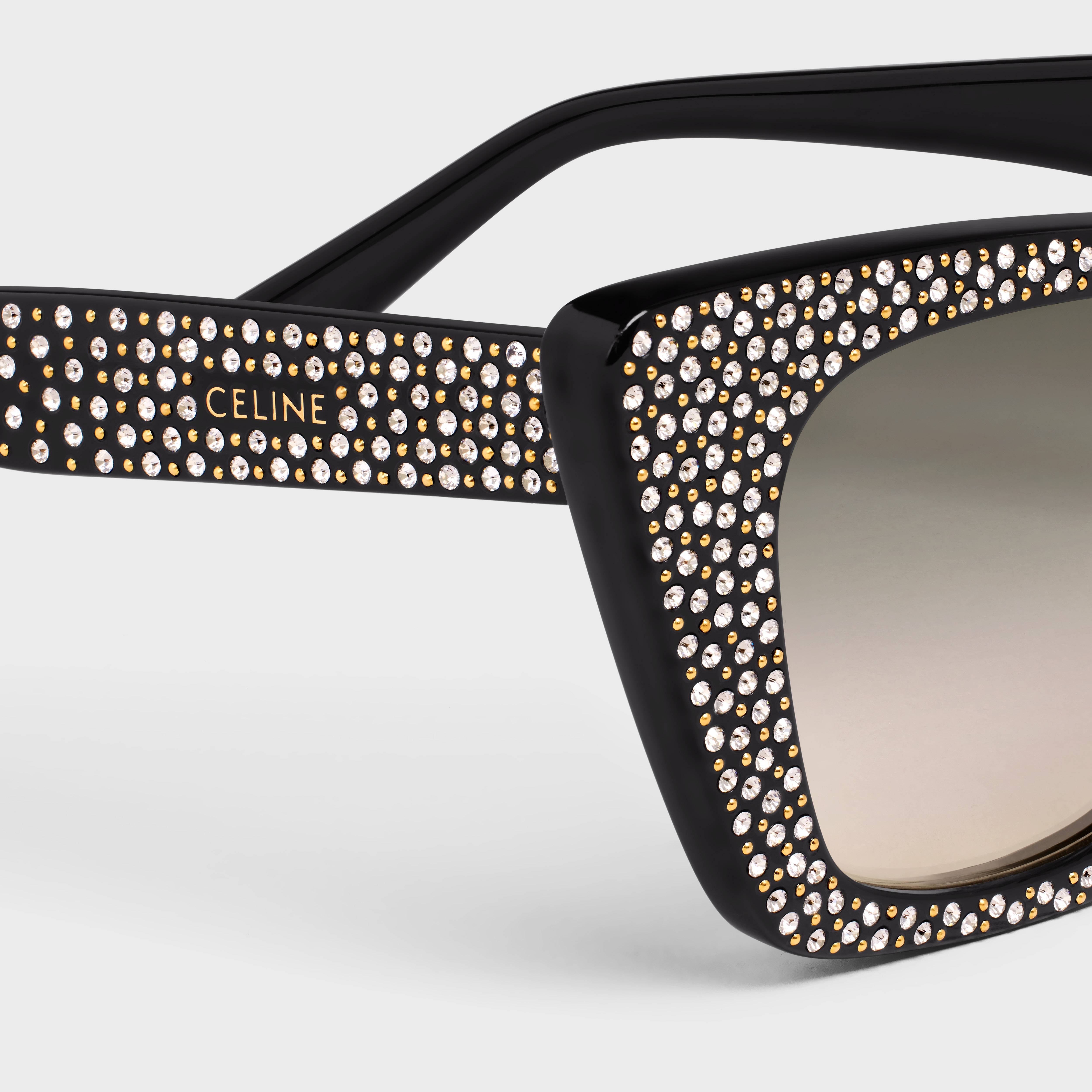 Cat Eye S187 Sunglasses in Acetate with Crystals - 4