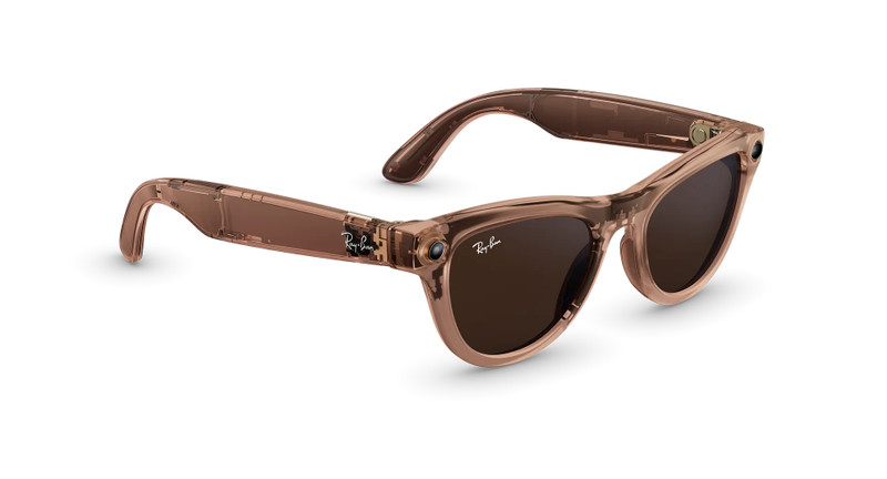 Ray-Ban Meta Skyler (Gen 2) Shiny Transparent Peach Transitions® Brown Lenses 3