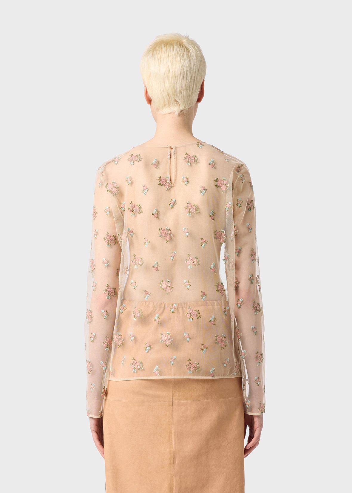 TULLE BLOUSE WITH BOUQUET EMBROIDERY - 4