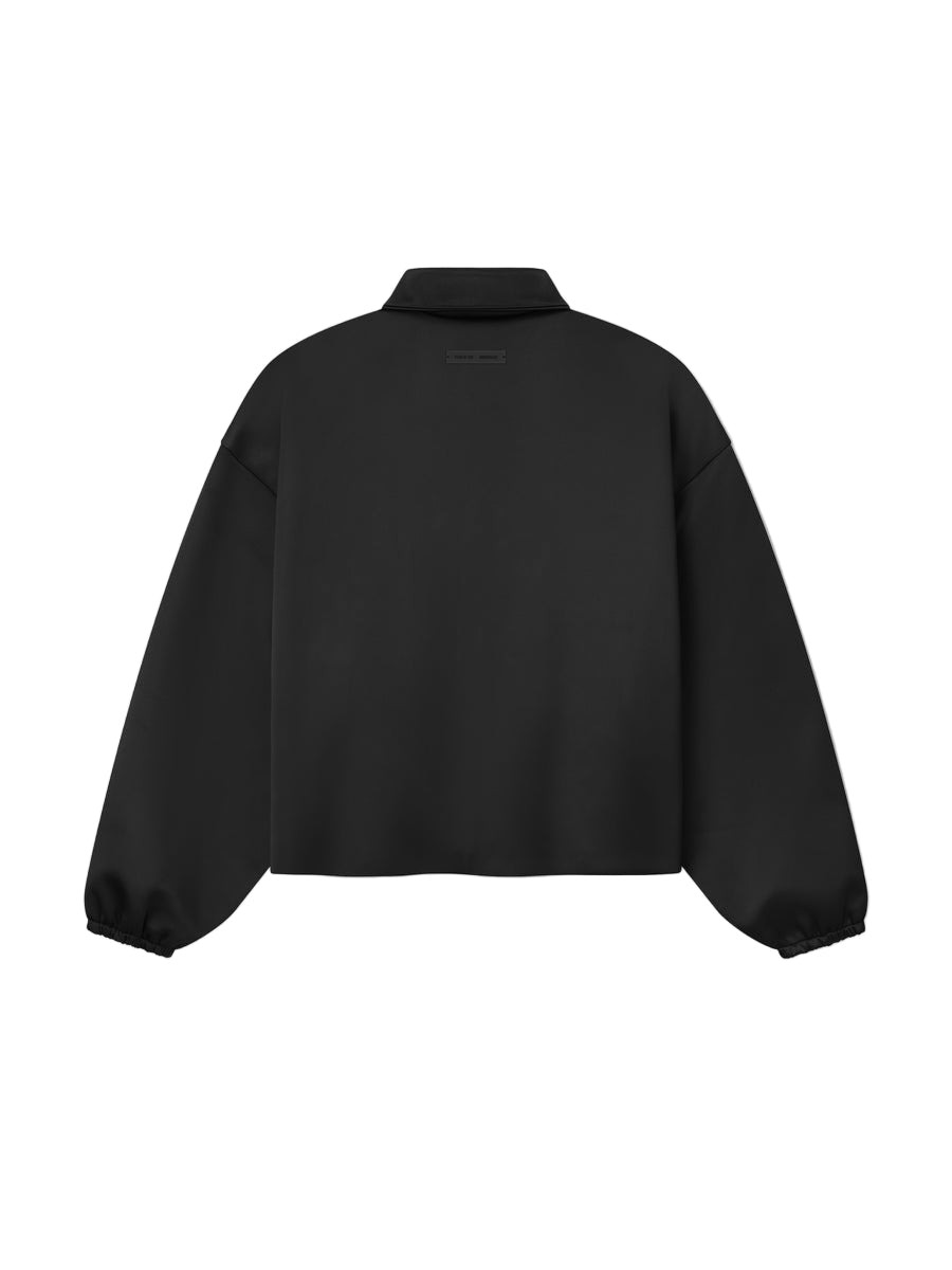 BONDED SATIN ZIP-UP BOMBER (JET BLACK) - 2