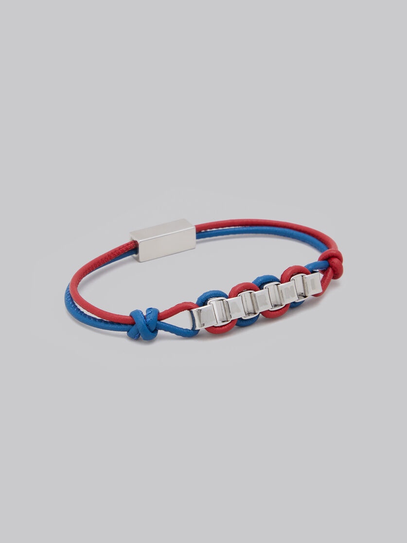 RED AND BLUE LEATHER BRACELET WITH MARNI LOGO - 4