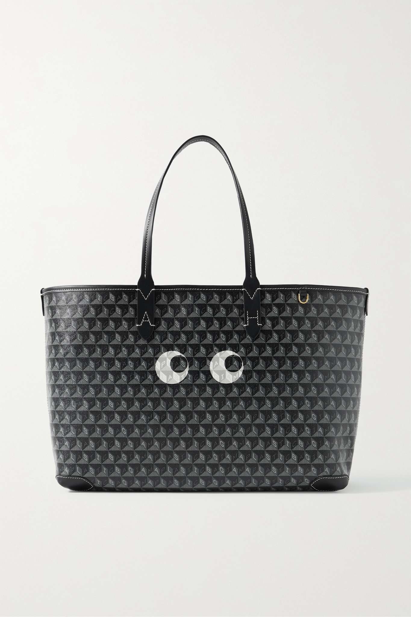 + NET SUSTAIN I Am A Plastic Bag Eyes large leather-trimmed printed recycled coated-canvas tote - 1