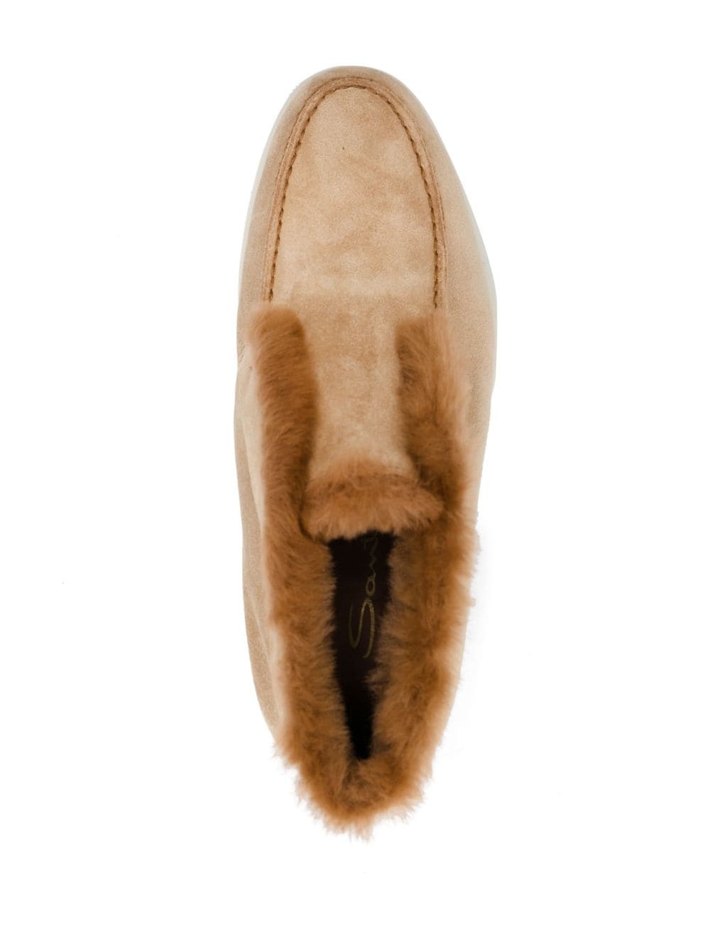 tonal-stitching leather loafers - 4