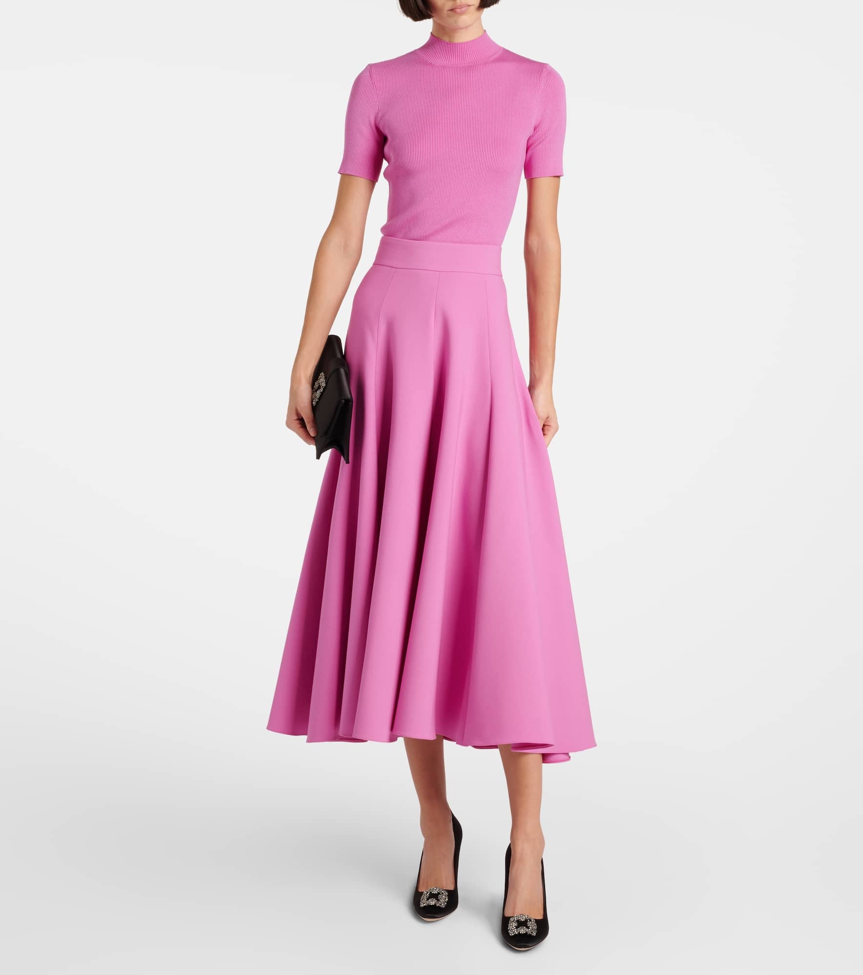 High-rise wool-blend midi skirt - 2
