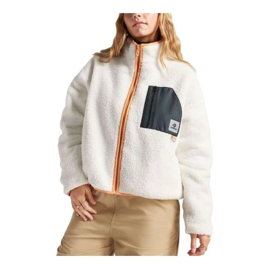 (WMNS) Converse Reversible Sherpa Full-Zip Jacket 'Egret Black' 10025705-A03 - 1