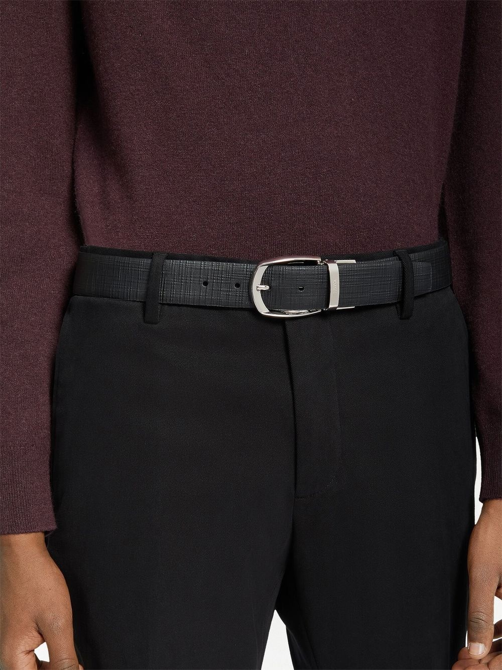 leather logo-engraved belt - 3