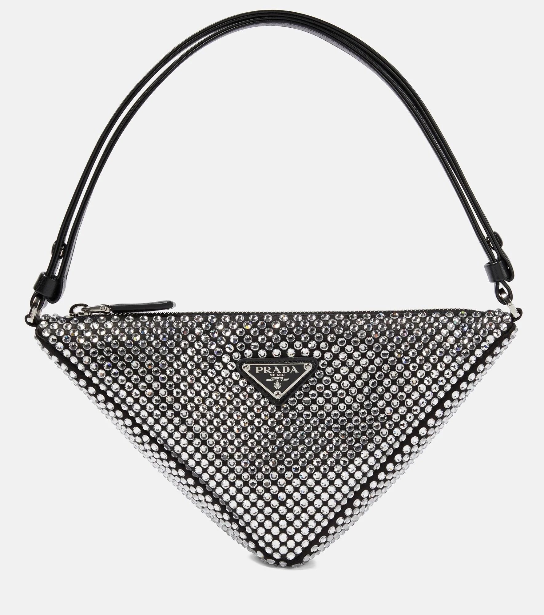 Triangle embellished satin pouch - 1