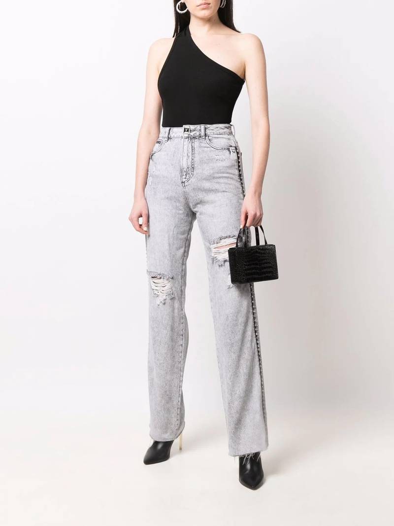 PHILIPP PLEIN Crystal ripped straight jeans outlook