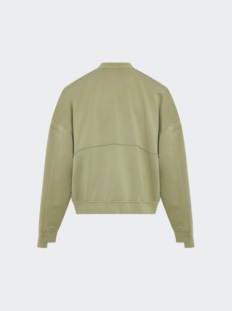 Martine Rose Zip Up Crew Sweatshirt Green Sage Washed outlook