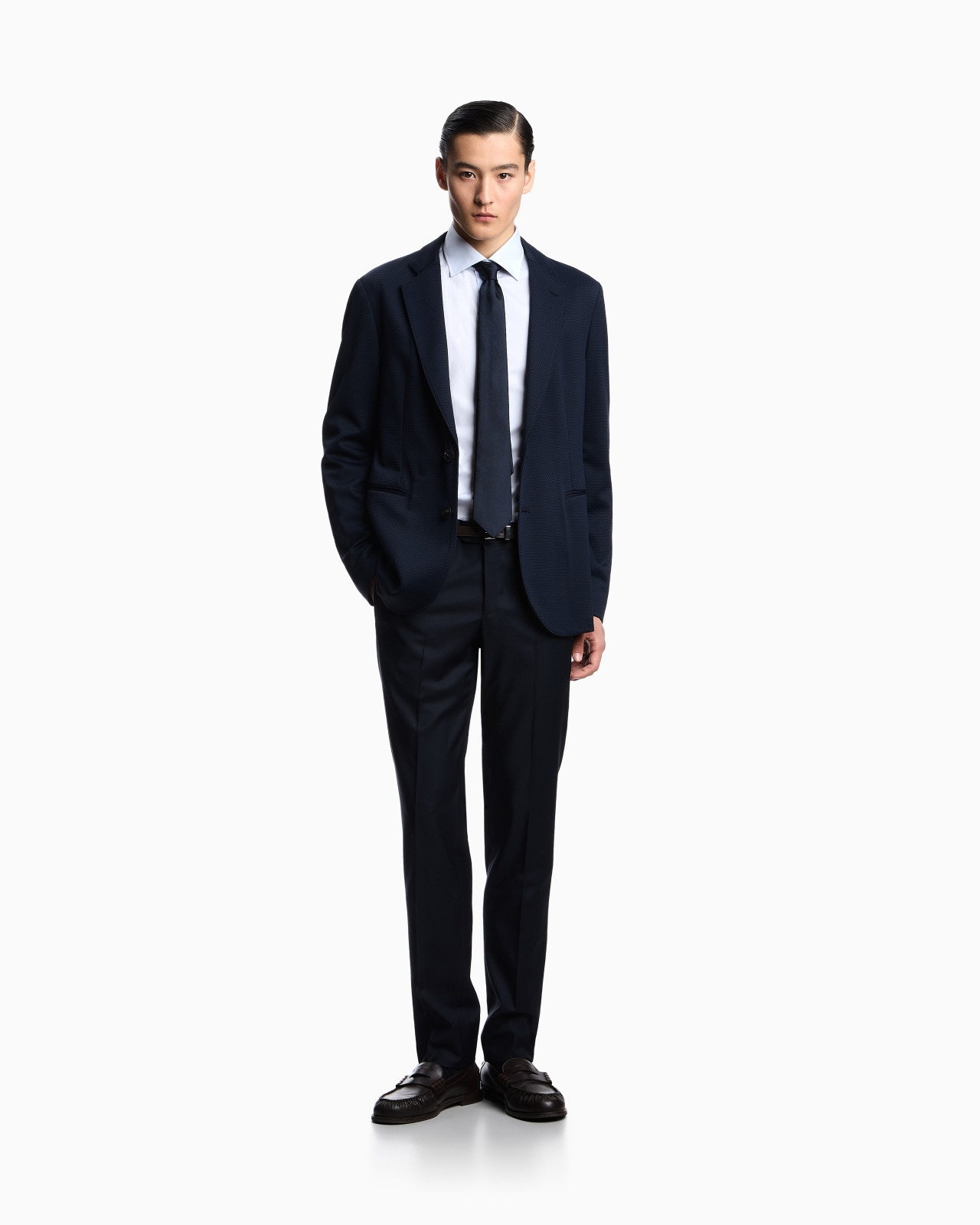 SINGLE-BREASTED JACKET IN STRETCH PIQUÉ TECHNICAL JERSEY - 2