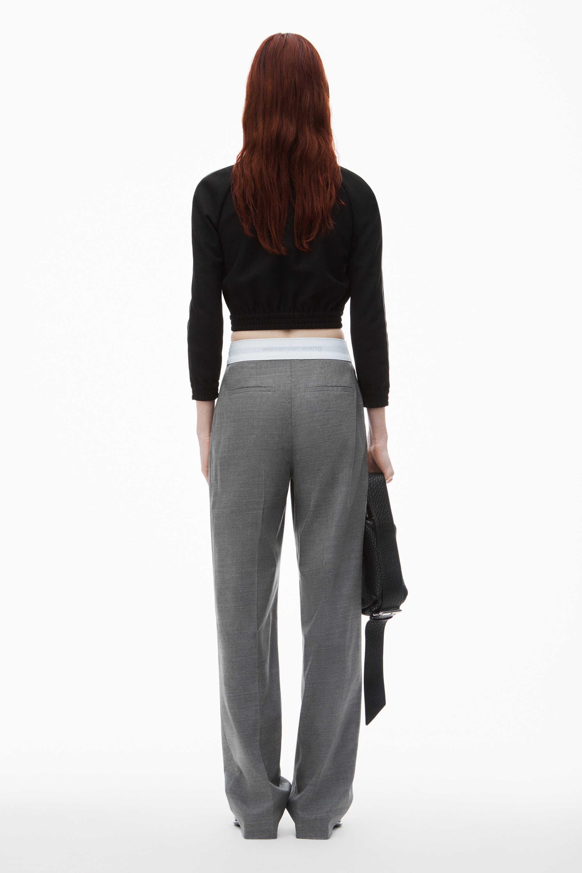 High-Waist Pleated Pant with Logo Elastic - 4