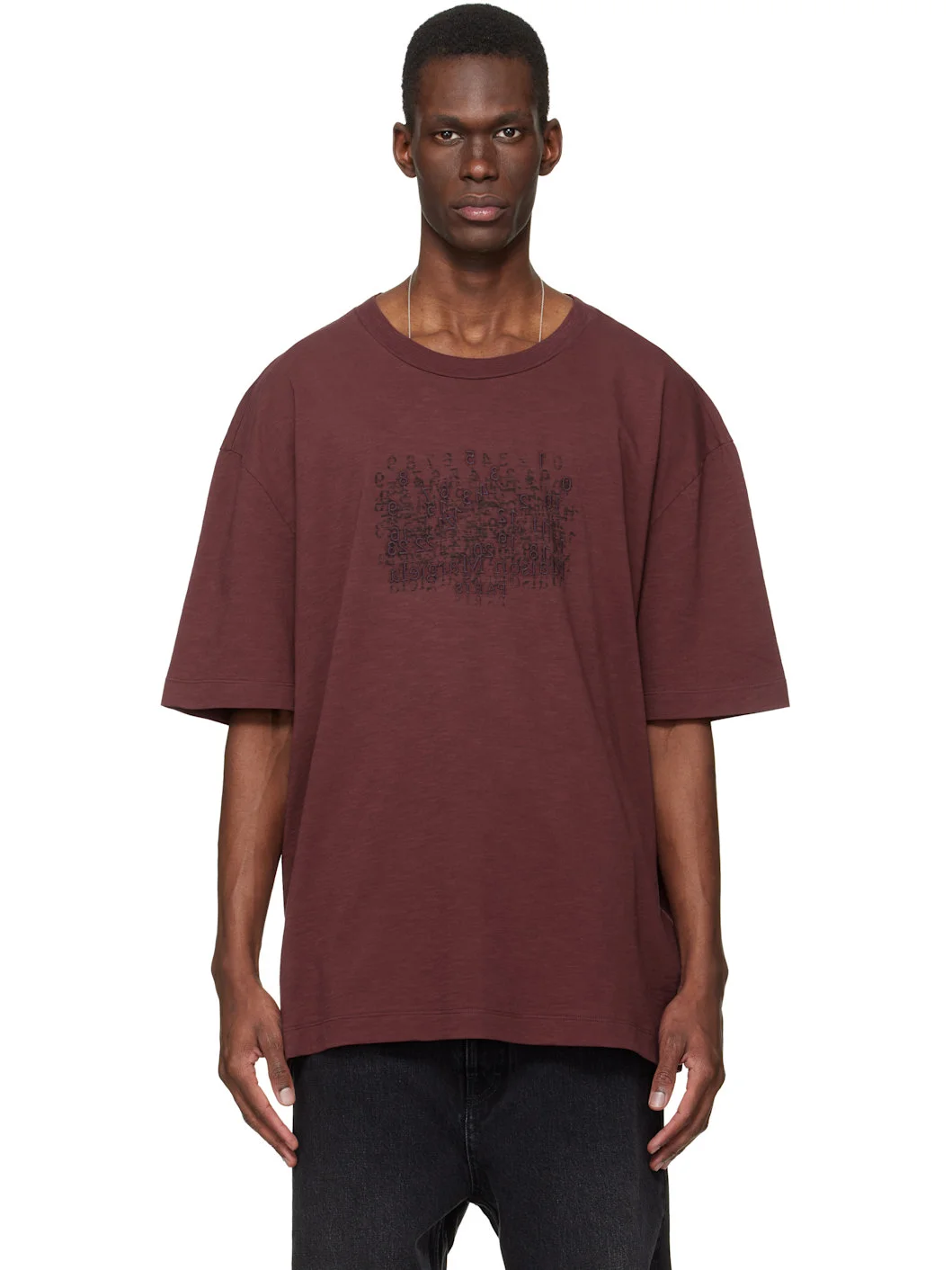 Burgundy Embroidered Logo T-shirt - 1