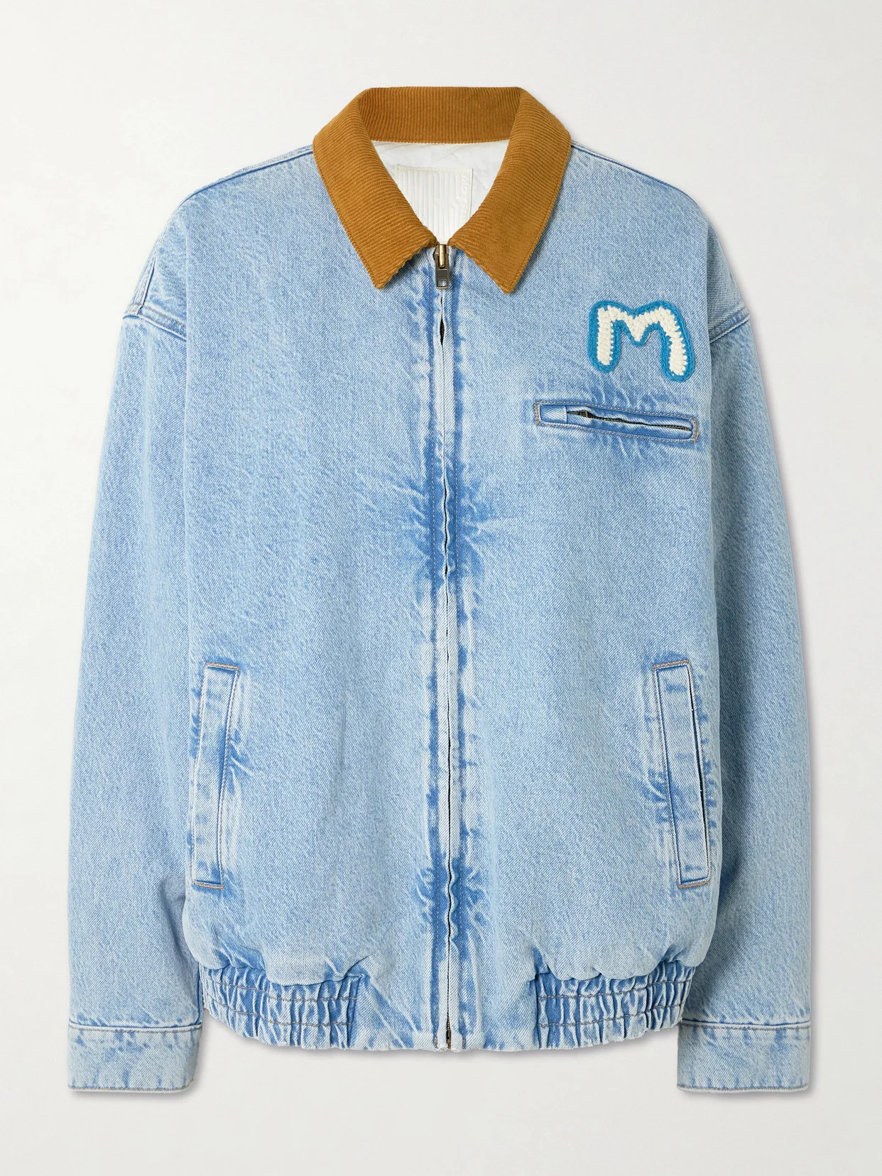 The Super Sizer Corduroy-trimmed Appliquéd Denim Jacket - 1