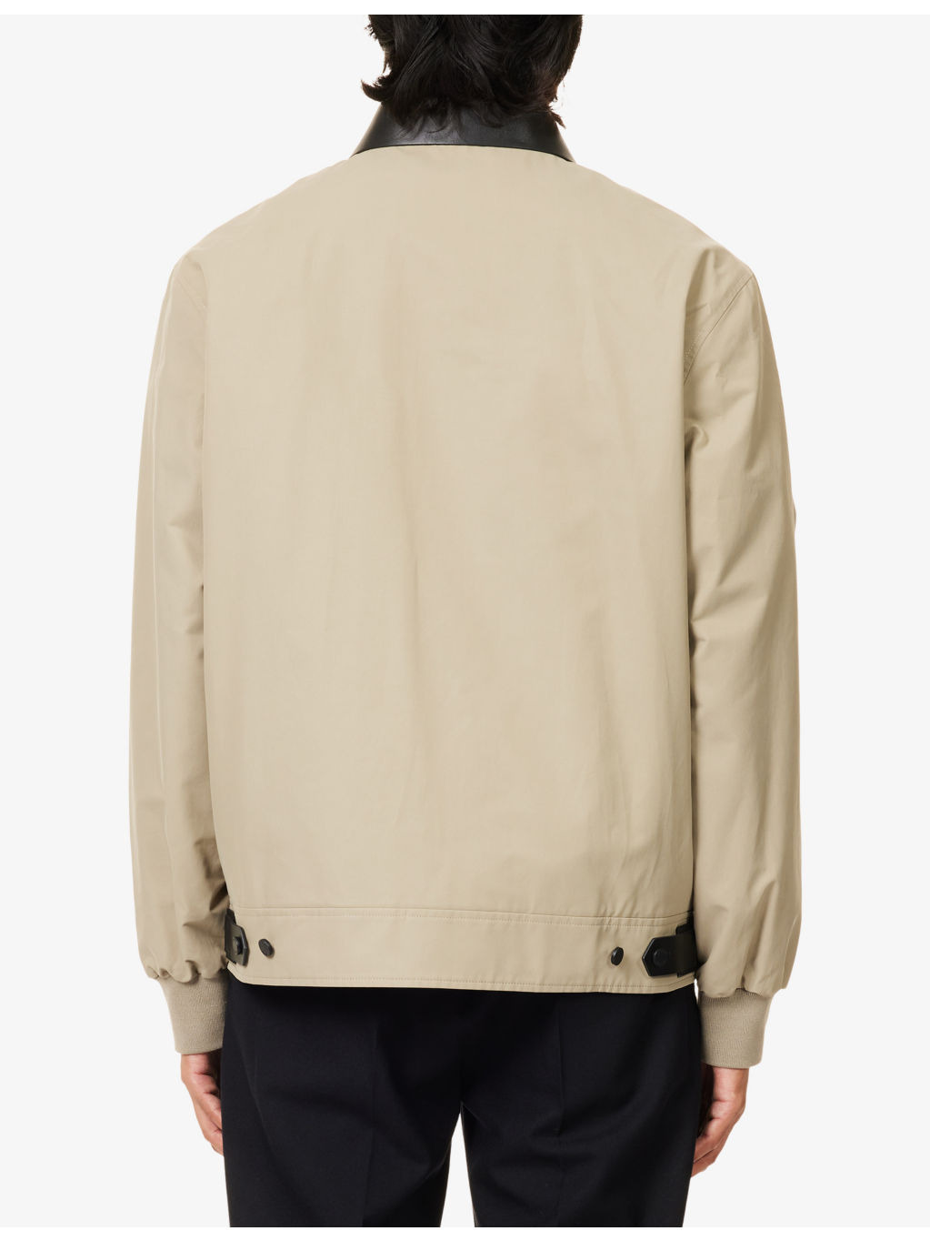 Leather-Collar Cotton-Blend Harrington Jacket - 4