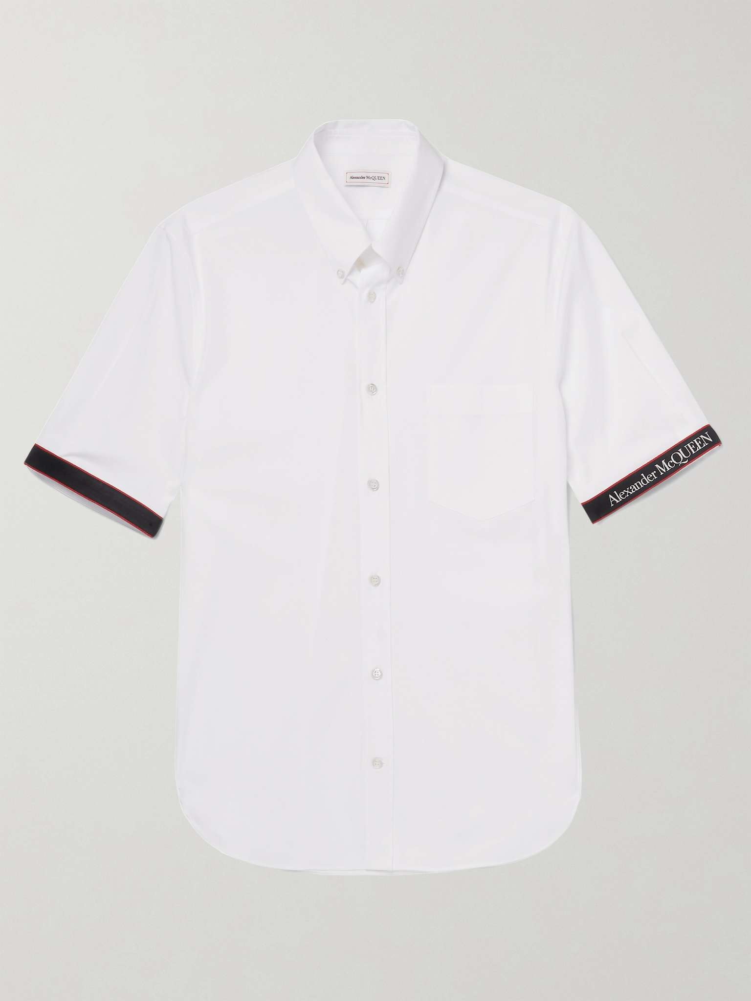 Button-Down Collar Logo-Trimmed Stretch-Cotton Poplin Shirt - 1