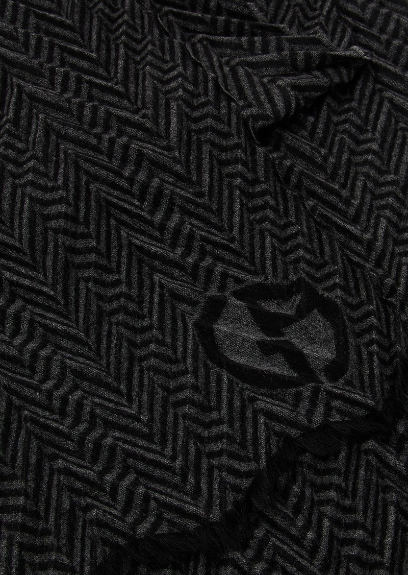 GIORGIO ARMANI Chevron motif pleated cashmere scarf outlook