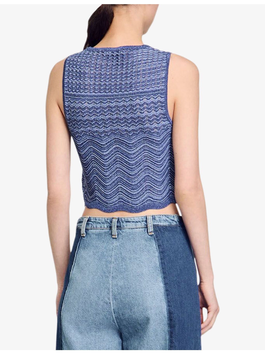 Sleeveless Cropped Knitted Top - 4
