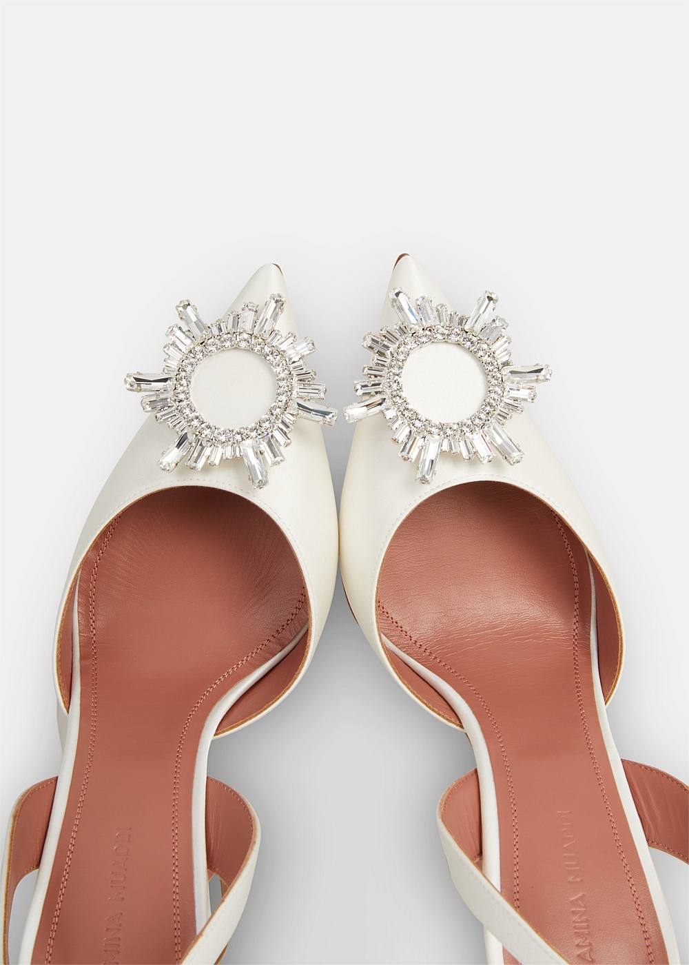 White Satin Begum Slingback Pumps - 4